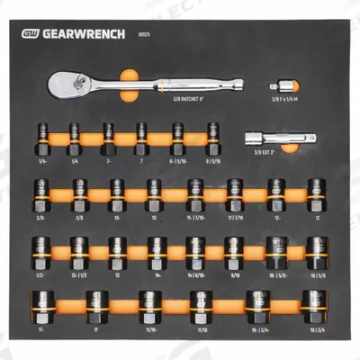 GEARWRENCH: 31 Piece, Lobular Fluted, SAE - SAE & Metric Socket Sets with Drive Tools