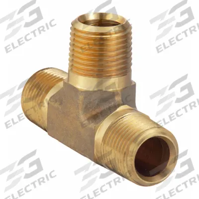 PARKER Metal Pipe Tee: Tee, CA377 Brass, 1/2 in x 1/2 in x 1/2 in, 3,900 psi - Threaded Extreme-Pressure Hydraulic Pipe Fittings