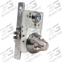 SCHLAGE Door Lockset: Office Lever Locksets, Stainless Steel, Ligature-Resistant (MPN L9050P SK1 630 C123). Key specifications — attr1024149: Ligature-Resistant; attr1011488: SCHLAGE; attr1024446: F10; attr1011524: Locked/Unlocked; attr1011506: L SK1; attr1011485: No; attr1059461: Satin Stainless Steel : Forged Brass.