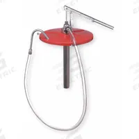 LINCOLN Hand Pump: Lever Action, Pump with Hose & Spout, Cast Iron Housing, 2.3 oz per stroke, PP (MPN 1293). Key specifications — Brand: LINCOLN; Housing Material: Cast Iron; Maximum Flow Rate: 2.3 oz per stroke; Suction Tube Material: Steel; Seal Material: PP.