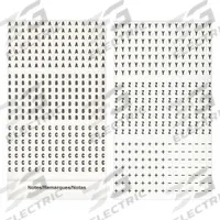 3M Wire Marker Book: A to Z/– (Minus)/+ (Plus), Black on White, 426 Labels, 32°F to 150°F, 5 PK (MPN SPB-12). Key specifications — Legend: + (Plus); Label Material: Vinyl Impregnated Cloth Film; Brand: 3M; Color: Black on White.