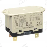 OMRON Enclosed Power Relay: Surface (Top Flange) Mounted, 25 A Current Rating, 12V DC, DPST-NO (MPN G7L-2A-TUBJ-CB-DC12). Key specifications — Brand: OMRON; Base Type: Square; Mounting Style: Top Flange; Electrical Connection: Quick-Connect; Manufacturer Part Number: G7L-2A-TUBJ-CB-DC12; Operating Current: 25 A; Series: G7L Series.