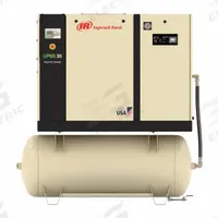 INGERSOLL RAND Rotary Screw Air Compressor: Horizontal, 30 hp, 107 cfm, 120 gal Tank, 200V AC (MPN UP6S-30-150). Key specifications — attr48606: Three; attr48593: 200V AC; attr48578: INGERSOLL RAND; attr110305: Included.