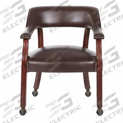 OFFICE STAR Captain's Chair: Red, Mahogany, 4 Casters/Glides, 26 in Overall Wd, 30 5/8 in Overall Ht (MPN TV231-JT4). Key specifications — Brand: OFFICE STAR; Back Material: Vinyl; Seat Material: Vinyl; Chair Material: Vinyl.