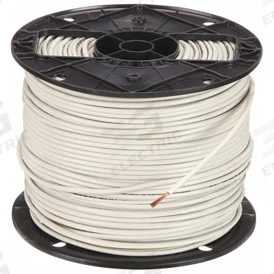 SOUTHWIRE Building Wire: Copper, 10 AWG, 1 Conductors, Stranded, White, 500 ft Lg - Copper THHN/THWN Building Wires
