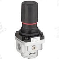 GROZ Compressed Air Regulator: Aluminum, 1/2 in NPT, 140 cfm, 7 psi to 145 psi, Knob (MPN R15934). Key specifications — attr111664: No; attr111400: Standard Duty; attr111627: GROZ.