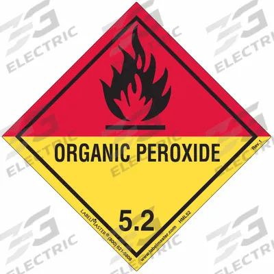 LABELMASTER Organic Peroxide Placard: Organic Peroxide, 3 15/16 in x 4 in, 4 in Label Wd - Class 5: Oxidizing Agents & Organic Peroxides