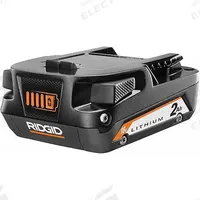RIDGID Lithium Ion battery: 2 Ah, Battery Included, 18V DC (MPN R87002). Key specifications — attr1278107: Not Oil-Resistant.