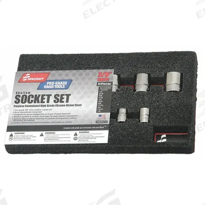 ABILITY ONE Socket Set: 3/8 in Drive, 11 Piece, 12-Point, SAE - SAE & Metric Socket Sets