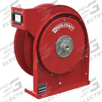 Spring Return Hose Reel: 35 ft (1/4 in I.D.), 500 psi Max Op Pressure, Brass, Red (MPN 4400 OLP). Key specifications — Reel Color: Red; Hose Capacity: 35 ft (1/4 in I.D.); Overall Dimensions: 12-5/8 in L x 5-5/8 in W x 12-7/8 in H; Swivel Material: Brass; Brand: REELCRAFT.