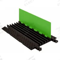 CHECKERS HI-VIZ CABLE PROTECTOR: 5 Channels, Hinged, 1 13/40 in Max Cable Dia, 19 1/2 in Wd (MPN GD5X125-FLG/B). Key specifications — Brand: CHECKERS; Color: Hi-Viz Green (Lid)/Black (Base); Component: Cover; Material: Polyurethane.