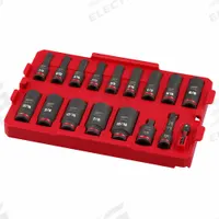 MILWAUKEE Socket Set: 3/8 in Drive, 17 Piece, 6-Point, SAE, 1/4 in to 15/16 in (MPN 49-66-6815). Key specifications — attr1224269: 3/8 in; attr1204685: Not Tether Capable; attr1227399: SHOCKWAVE™ Impact Duty; attr1204650: 1/4 in to 15/16 in; attr1204673: Socket Bits Not Included; attr1204688: MILWAUKEE; attr1224230: Friction; attr1224354: No Thin Wall.