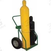 SAFTCART Cylinder Hand Truck: 780 lb, Side by Side, 2 Cylinder, 21 in W x 12 in D Nose Plate (MPN 861-16). Key specifications — attr1343829: SAFTCART; attr1343789: Green; attr1343794: Chain.