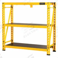 DEWALT Industrial Storage Rack,3 Shelf,4 ft: Standalone, Heavy-Duty, 49 5/8 in x 18 in x 48 in (MPN DXST4500). Key specifications — Decking Finish: Laminate; Decking Material: Laminated Particle Board; Frame Material: Steel; Brand: DEWALT; Decking Material & Form: Particleboard.
