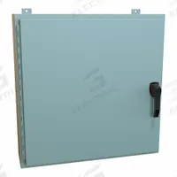 HAMMOND Enclosure: Steel, 30 in x 30 in x 8 in, NEMA 12/13/3R/4, Solid Cover, Hinged (MPN HW30308GYHK). Key specifications — Closure Method: Handle; Brand: HAMMOND; Knockouts: Not Included.