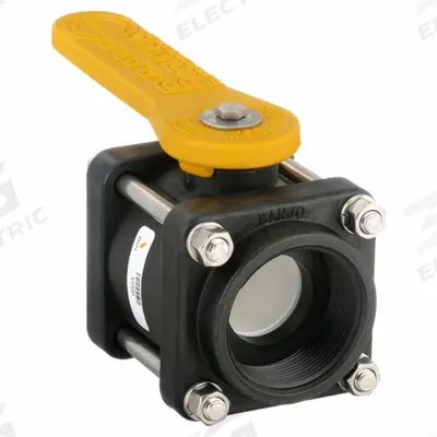 BANJO Manual Two-Way Ball Valve: 2 in, Polypropylene, Straight, FNPT x FNPT, Three-Piece - Polypropylene Ball Valves