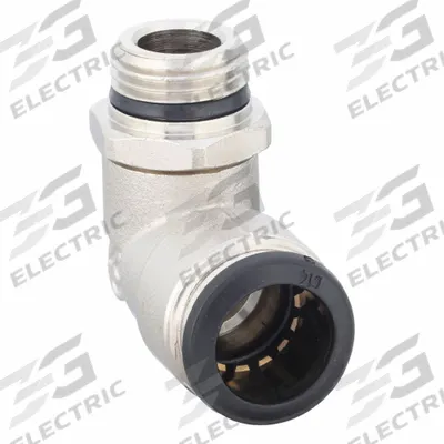 AIGNEP USA Push-Fit Elbow Fitting: 14 mm OD x 3/8 in Pipe Size, Brass, Silver - Nickel-Plated Brass Tube Fittings