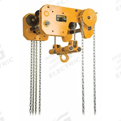 HARRINGTON Manual Chain Hoist: Geared Trolley, 2,000 lb Lifting Capacity - Low Headroom Geared Trolley Chain Hoists