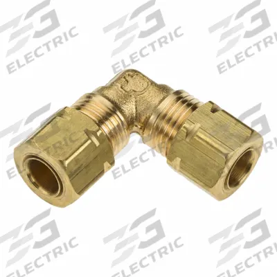 PARKER Compression Fitting Elbow: 1/4 in OD Fitting Size, Compression x Compression - Self-Aligning Brass Compression Fittings