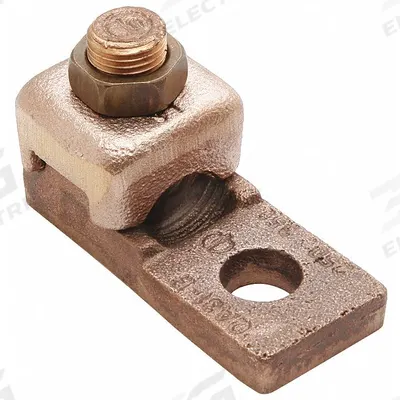 BURNDY Wire Connector: 4 AWG – 1 AWG Wire Sizes, 1/4 in Stud Size - Straight Mechanical Lugs