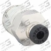 PARKER Push-Fit Fitting: 1/8 in OD x 1/4 in Pipe Size, Push-to-Connect x MNPTF, Brass, Silver (MPN W68PLP-2-4). Key specifications — Brand: PARKER.