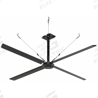 HUNTER INDUSTRIAL Ceiling Fan: 68,544 cfm Airflow, 12 ft Blade Dia, Variable Speeds, 240V AC - Industrial HVLS Ceiling Fans