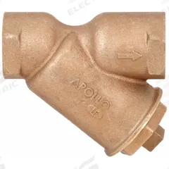 APOLLO Y Strainer: 3 in, NPT, Mesh, 0.0313 in Screen Size, Bronze, PTFE, 6 7/8 in Ht, 9 in Lg (MPN 59LF010P2). Key specifications — Brand: APOLLO; Seal Material: PTFE; Manufacturer Part Number: 59LF010P2; Screen Material: 304 Stainless Steel.