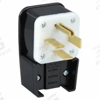 LEVITON Straight Blade Plug: 15-60P, 250V AC, 60 A, 3 Pole, 4 Blade, Black (MPN 8462-P)