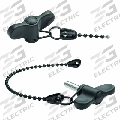 ELESA Hand Knob: Wing, Plastic, 200 mm Nominal Tether Lg, M6 Thread, 20 mm Thread Lg - Tethered Corrosion-Resistant Wing Knobs with Threaded Stud