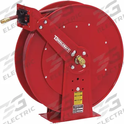 REELCRAFT Spring Return Hose Reel: 75 ft (3/8 in I.D.), 3/8 in MNPT, 300 psi Max Op Pressure - Standard Air or Water Spring-Return Hose Reels