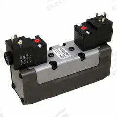 AVENTICS Solenoid Air Control Valve: Series CERAM, Double Solenoid, Five-Way / Three-Position (MPN R432006060). Key specifications — attr1076671: Internal Pilot; attr1076694: Detent; attr1076684: Non-Locking; attr1076708: 24V DC; attr1076649: Exhaust.