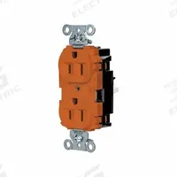 HUBBELL Receptacle: Duplex, 5-15, Orange, 125V AC, 15 A, 2 Pole / 3 Wire (MPN 5262STO)