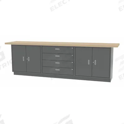 GREENE MANUFACTURING, INC. Cabinet Workbench: Butcher Block, 120 in x 24 in - Cabinet Benches with Drawers & Shelves