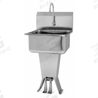SANI-LAV Hand Sink: 41 1/2 in Overall Ht, 19 in Bowl Lg, 10 in Bowl Dp, 2 gpm Flow Rate - One-Station Freestanding Hand Sinks with Faucets