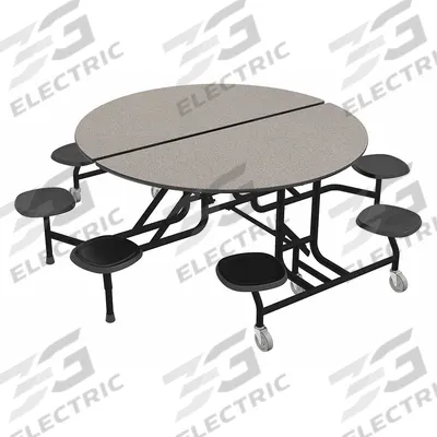 PALMER HAMILTON Cafeteria Stool Table: Gray Glace, Stool Seat, 29 in Overall Ht - Bi-Fold Cafeteria Tables