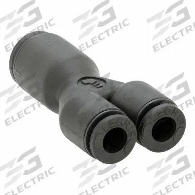 LEGRIS Push-Fit Wye Fitting: 5/32 in OD x 5/32 in OD x 5/32 in OD Size, 1 1/8 in Overall Lg - Nylon & Nickel-Plated Brass Tube Fittings