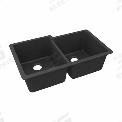 ELKAY Sink: 33 in Overall Lg, 20 1/2 in Overall Wd, 9 1/2 in Bowl Dp - Two-Bowl Counter-Mounted Kitchen & Bar Sinks without Faucets