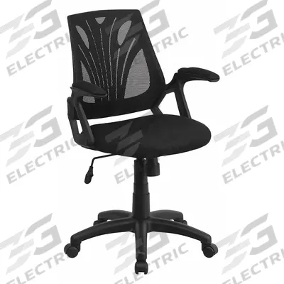 FLASH FURNITURE Office Chair: Sam, Black, Mesh Material, 18 1/2 in Back Ht - Fixed-Arm Office Chairs