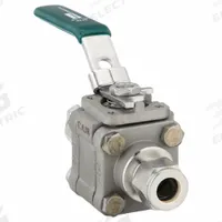 PARKER Manual Two-Way Ball Valve: 1/2 in, 316 Stainless Steel, Straight, Sweat x Sweat, Three-Piece (MPN 8A-SWB8L-RT-T-SS-LD-GR). Key specifications — Brand: PARKER; Handle: Locking Lever.