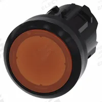 SIEMENS Flush Push Button: Amber, 22 mm Mounting Size, Non-Metallic, Momentary (MPN 3SU1001-0AB00-0AA0). Key specifications — Brand: SIEMENS; Action: Momentary; Series: 3SU; Push Button Material Type: Non-Metallic.