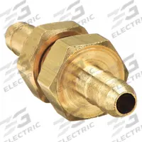 PARKER Barbed Fitting Union: 1/4 in ID x 1/4 in ID Size, Barbed x Barbed, Brass, Bulkhead, Rigid (MPN 22BH-4-4). Key specifications — Brand: PARKER.