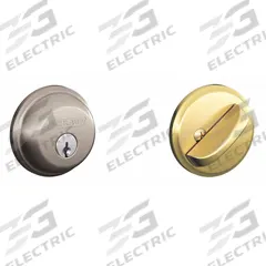 SCHLAGE RESIDENTIAL Deadbolt Lock: Cylindrical, 1 3/8 in Door Thick - Max, Brass (MPN B60N 619X605). Key specifications — ADA Compliant: Yes; Brand: SCHLAGE RESIDENTIAL; Cylinder Core Type: Conventional Core Cylinder; Finish: Bright Brass, Clear Coated; Keyway Type: C; Visual Indicator Message: No Message; Includes Core: Core Included; Ligature Resistance: Not Ligature-Resistant.