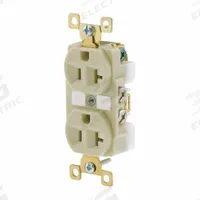 BRYANT Receptacle: Duplex, 5-20, Ivory, 125V AC, 20 A, 2 Pole / 3 Wire (MPN BRY5362I)
