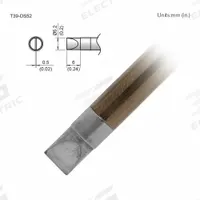 HAKKO Soldering Tip: T39 Series, Chisel, 5.2 mm W, 6 mm Lg (MPN T39-DS52). Key specifications — Brand: HAKKO; Compatible Handpiece Manufacturer Model Number: FX-9702; Manufacturer Part Number: T39-DS52.