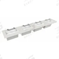 BRADLEY Wash Station: OmniDeck, Silver Mist, Terreon®, Sensor, 126 in Overall Lg, 26 in Overall Wd (MPN S93-763). Key specifications — Series: OmniDeck; Includes: Soap Dispenser; Color: Silver Mist; Brand: BRADLEY; Sink Type: Wash Station; Material: Terreon®; Sink Material: Polymer Resin.