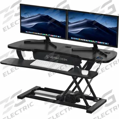 VERSADESK Electric Sit-Stand Desk: Electronic, Black, Compressed Wood - Electronic Standing Desk Converters