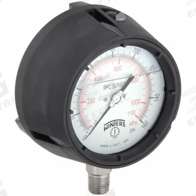 WINTERS Process Pressure Gauge: 0 psi to 160 psi, White, 4 1/2 in Dial, 1/2 in NPT Male - Vibration-Resistant All-Stainless Steel Wetted Parts & Casing