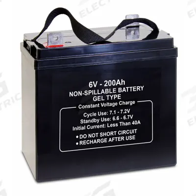 APPROVED VENDOR Sealed Lead Acid Battery: 6V DC, 200 Ah Capacity, 9.72 in Ht, 7.13 in Wd - Gel Sealed Lead Acid Batteries