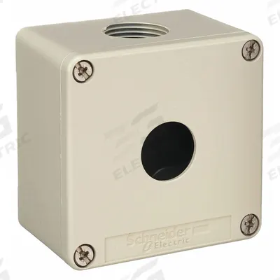 SCHNEIDER Push Button Enclosure: 22mm, 1 Holes, Cast Zinc - Enclosures for 22mm Operators