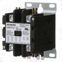 SIEMENS Definite Purpose Contactor: 2 Poles, 120V AC, 30 A, Non-Reversing, Std Contactor Frame Size (MPN 42BF15AF). Key specifications — Brand: SIEMENS; Coil Voltage: 110/110-120V AC; Mounting Style: Surface; Terminal Connection Type: Quick Disconnect and Screw/Box Lug; Maximum Voltage Rating: 600V AC; Series: 42 Series; Phase: Single; Main Pole Contact Form: 2NO.